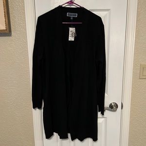 Women's Ottoman-Knit Long Black Cardigan, XXL, New with Tags